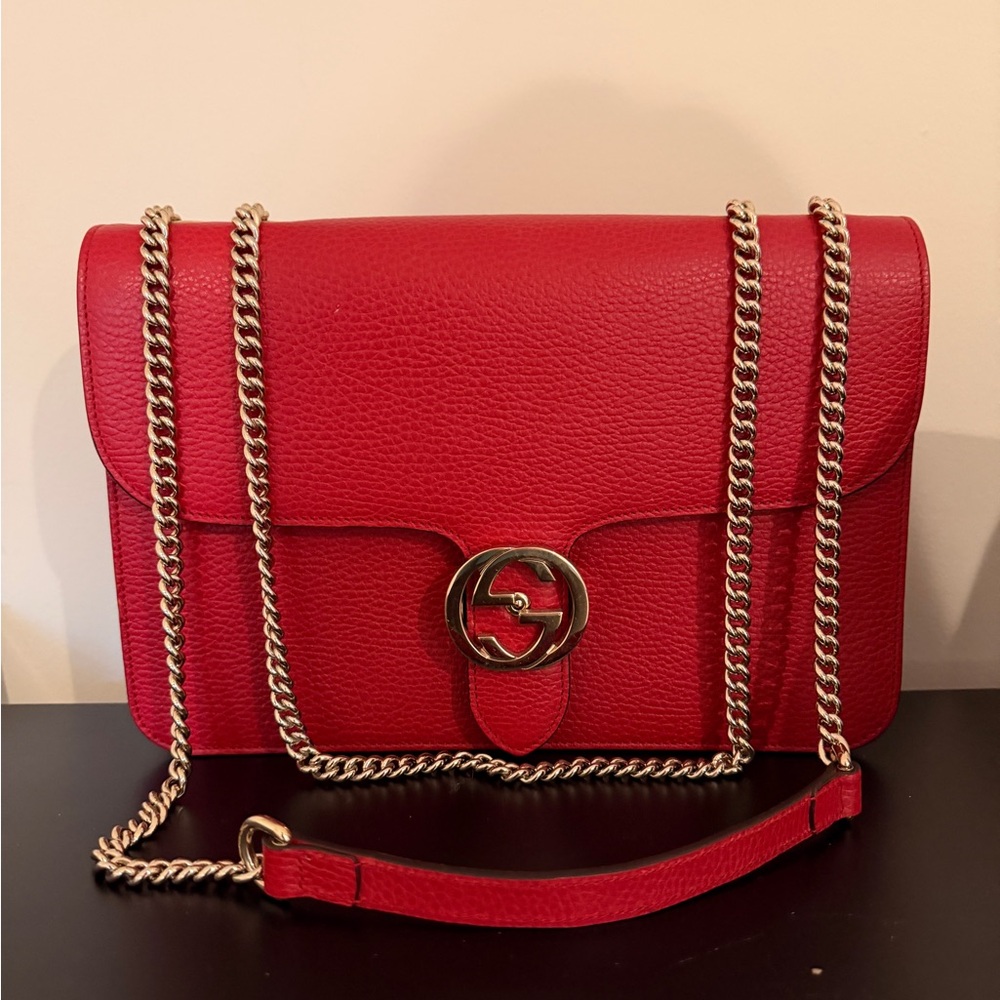 Gucci Interlocking Leather Chain Shoulder Bag